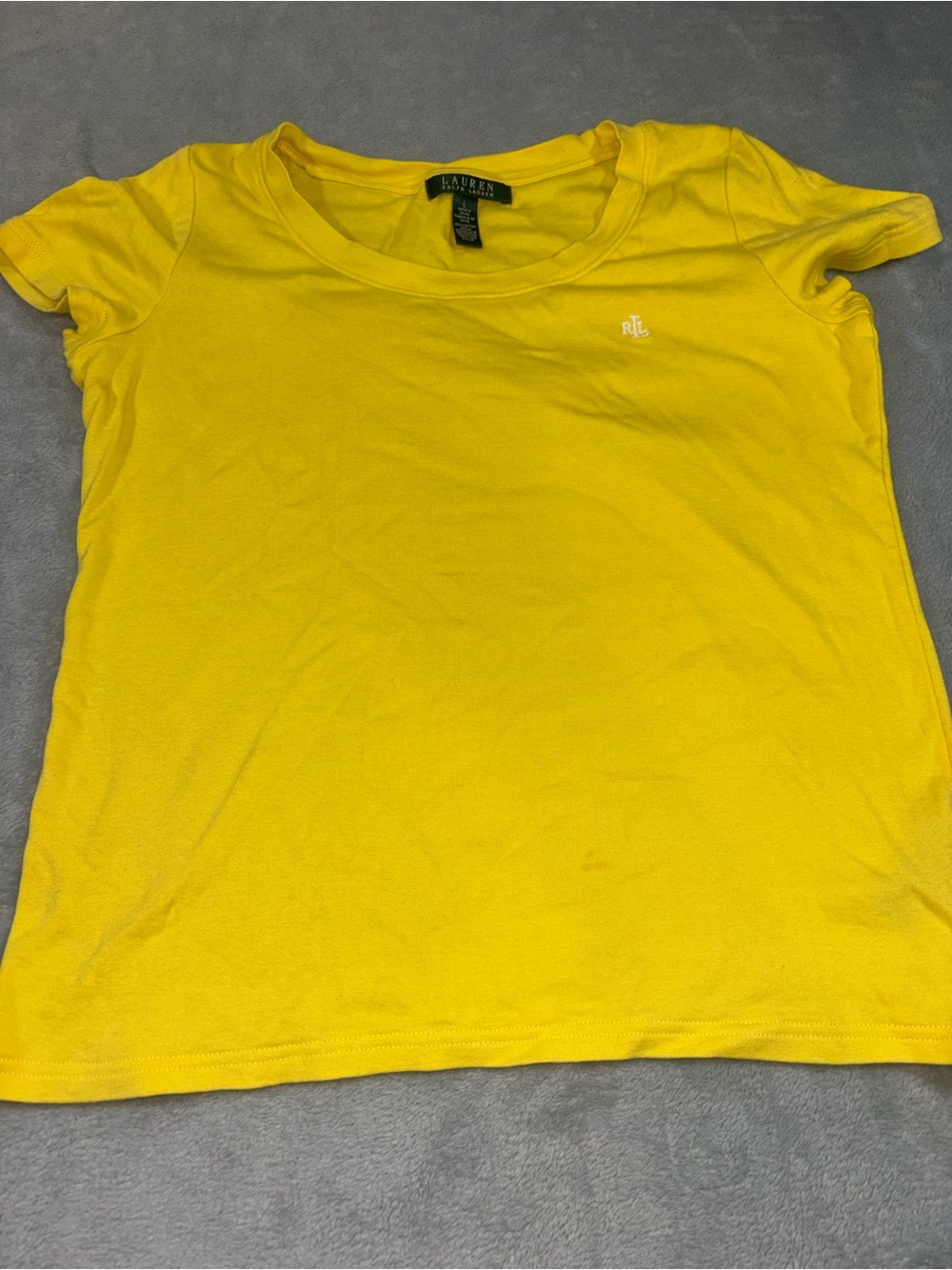 Lauren Ralph Lauren Yellow Crewneck Short Sleeve T-Shirt - Size Large